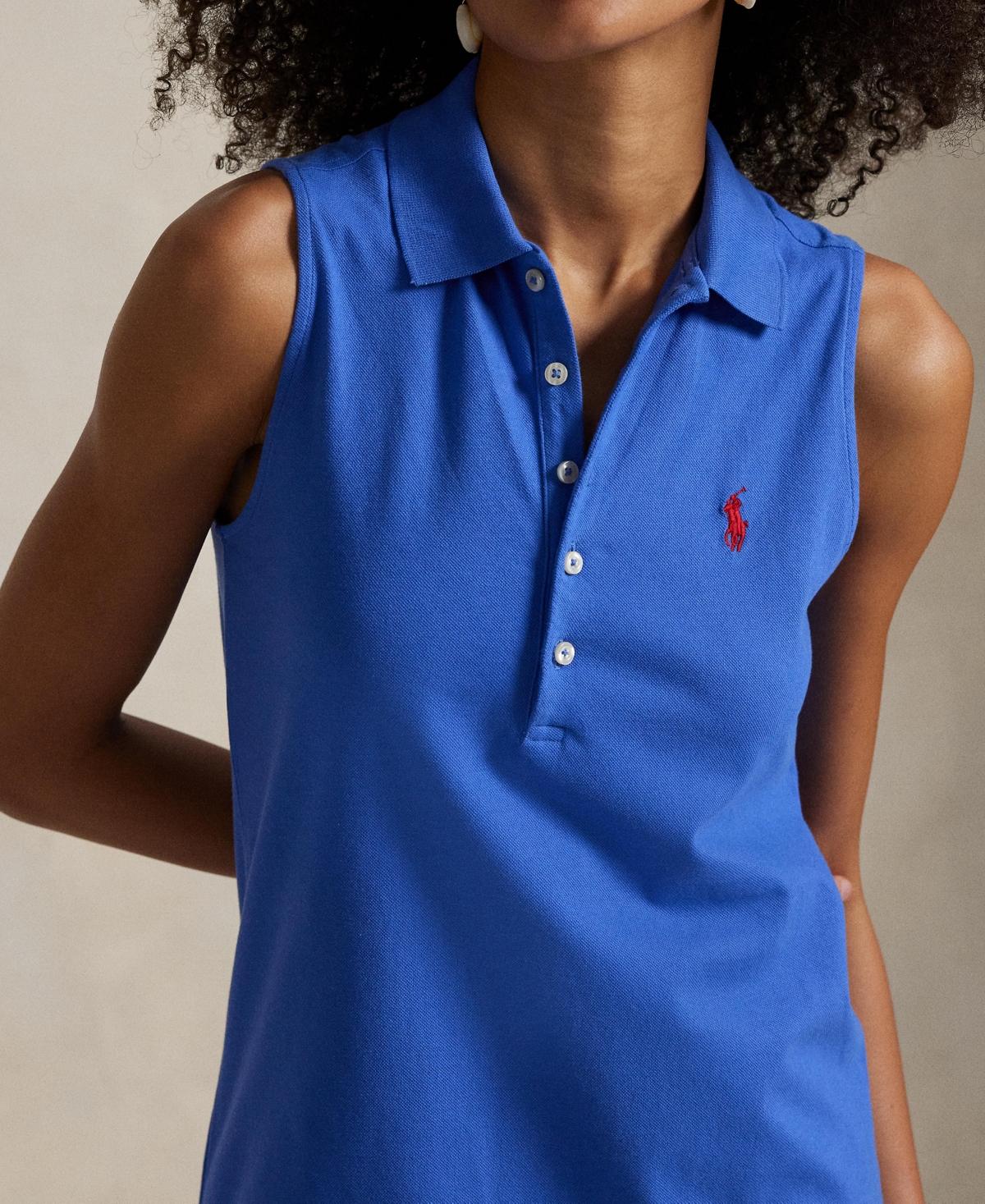 Polo Ralph Lauren Women's Stretch-cotton Sleeveless Polo Dress In Maidstone Blue
