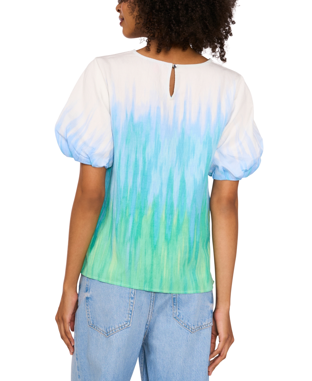 VINCE CAMUTO WOMEN'S TIE-DYE PUFF-SLEEVE TOP 