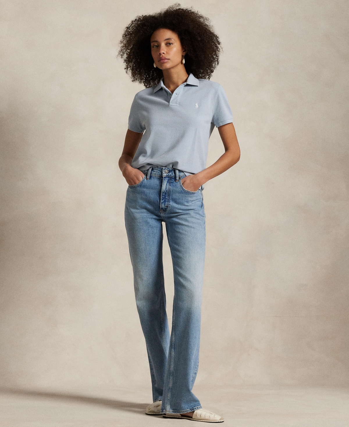 Shop Polo Ralph Lauren Women's Classic-fit Pique Polo Shirt In Light Indigo