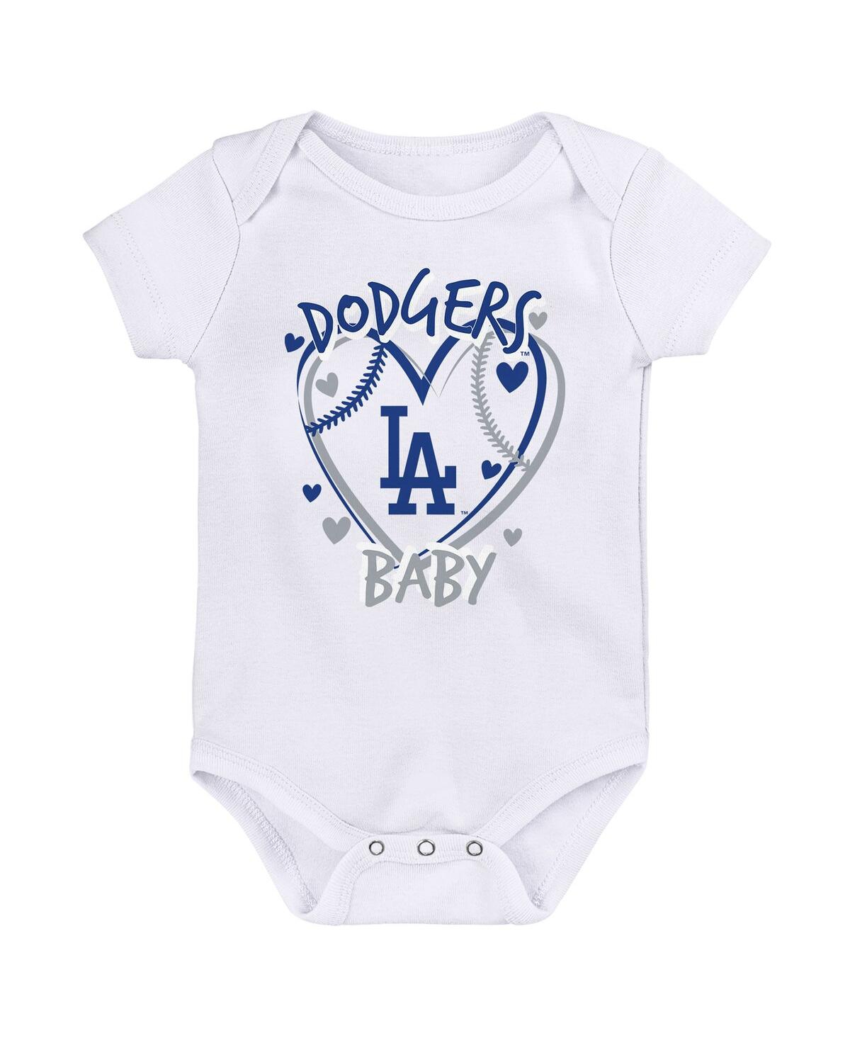 Outerstuff Baby Boys And Girls Blue Los Angeles Dodgers Slide Home 3-pack Bodysuit Set In Multi
