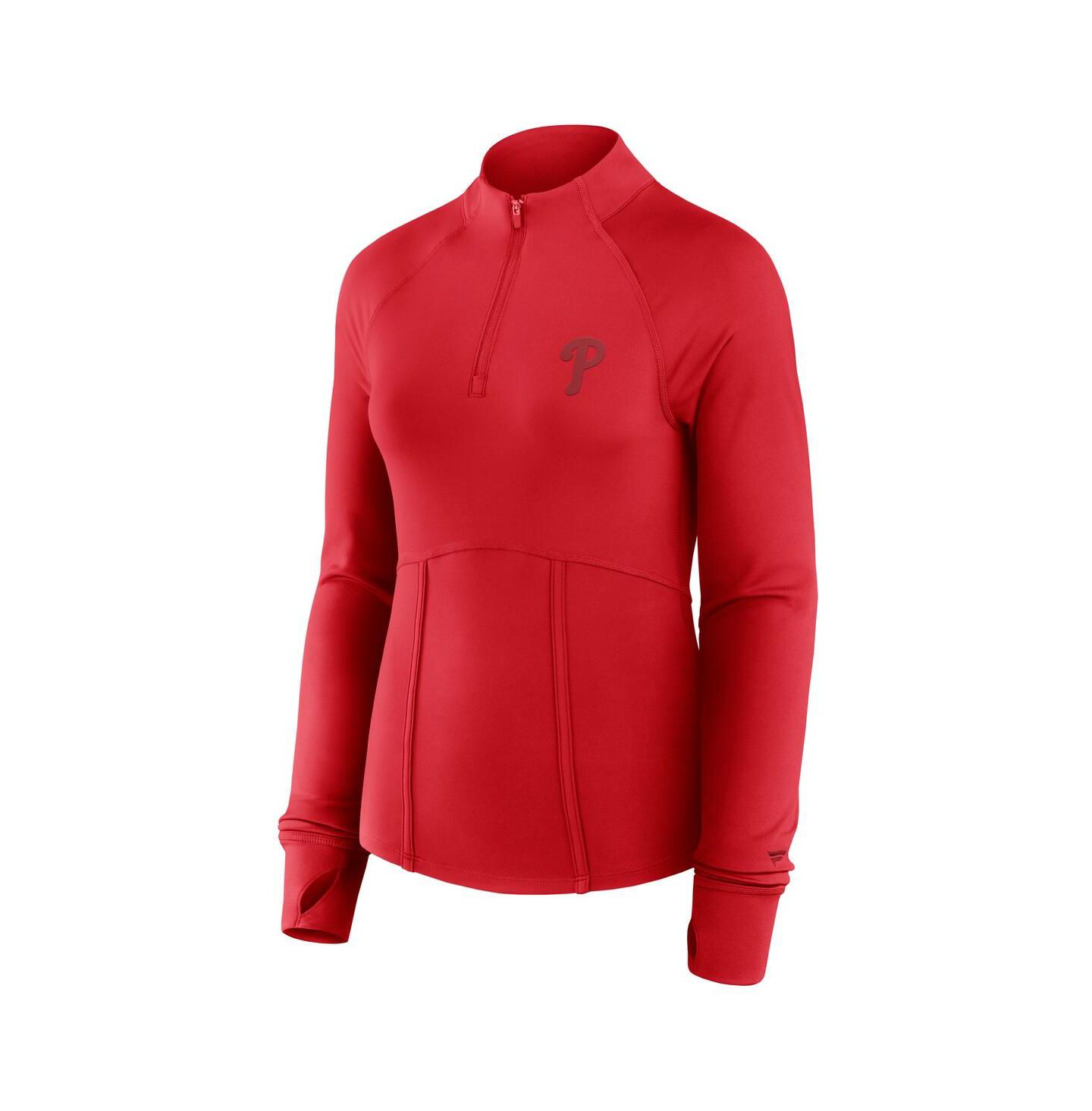 Женский топ Fanatics Red Philadelphia Phillies Elements Raglan Tri-Blend Quarter-Zip — фото 3