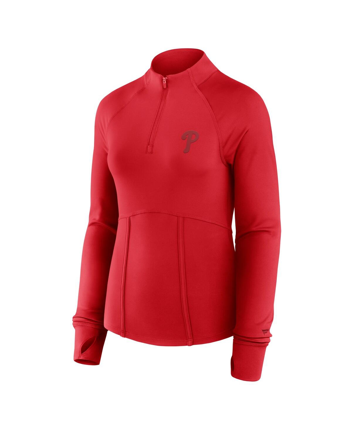 Fanatics Women's Red Philadelphia Phillies Elements Raglan Tri-blend Quarter-zip Top In Red