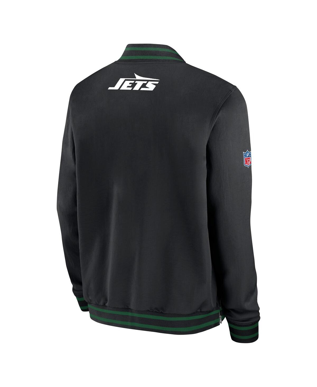 NIKE MEN'S BLACK NEW YORK JETS COACHES FULL-ZIP BOMBER JACKET