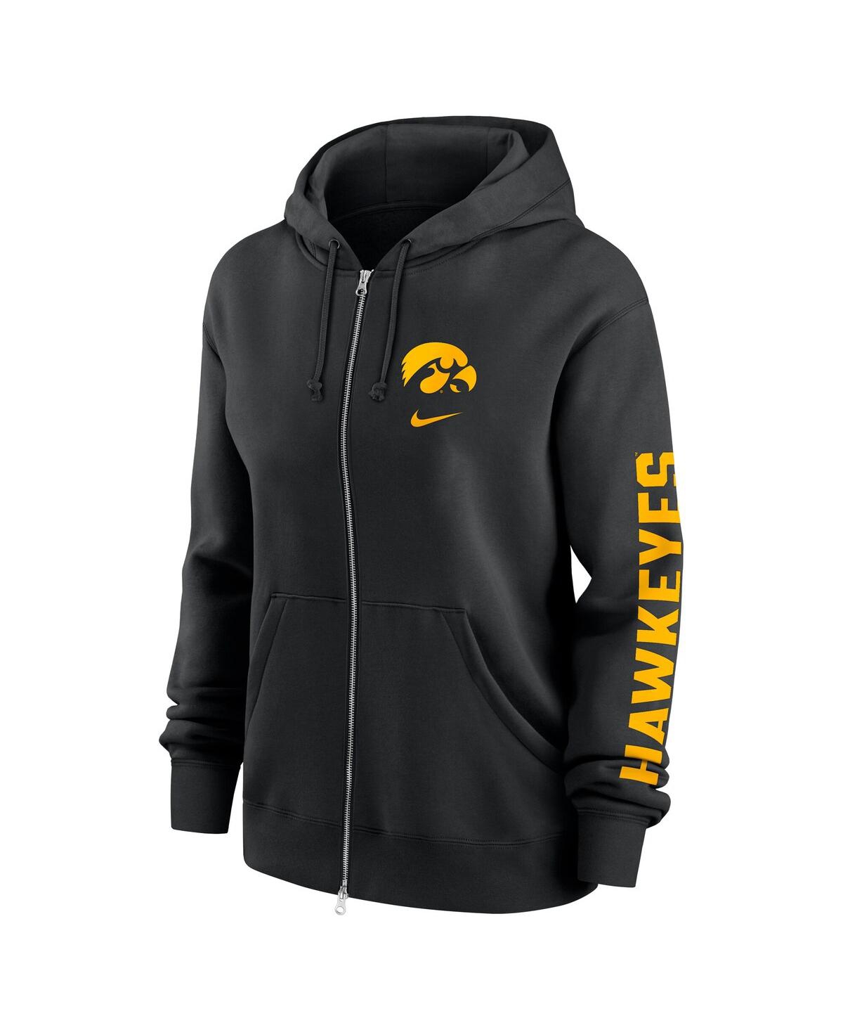 Nike Women's Black Iowa Hawkeyes Oversize Lockup Phoenix Full-zip Hoodie Jacket In Black