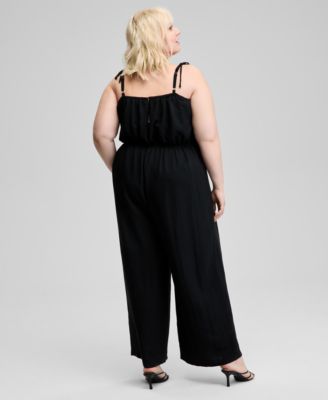 Trendy Plus Size Drawstring-Waist Jumpsuit, Exclusively at Macy's