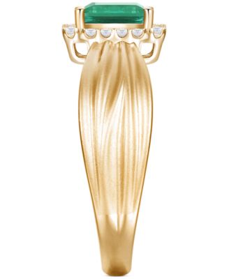 Emerald (5/8 ct. t.w.) & Diamond (1/6 ct. t.w.) Halo Ring in 14k Gold (Also in Ruby & Sapphire)