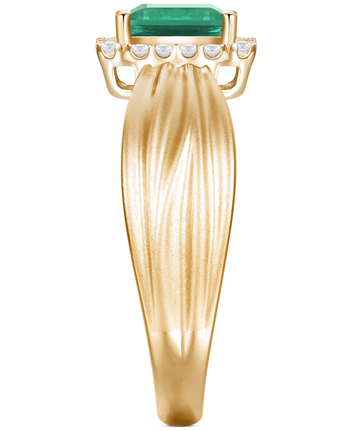 Macy's Emerald (5/8 Ct. T.w.) & Diamond (1/6 Ct. T.w.) Halo Ring In 14k Gold (also In Ruby & Sapphire) In Emerald