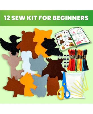 Kids Crafts Ages 4-8 DIY Beginner Needle and Thread Kit - 12 Sewing Kit Basic