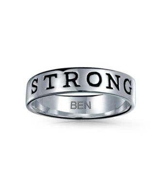 Sentimental Words Saying Stay Strong Love Purity Eternity Band Ring Oxidized .925 Sterling Silver