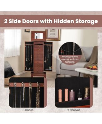 Wood Jewelry Cabinet Storage Chest Stand Organizer Necklace