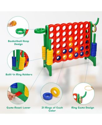 4-in-A Row Giant Game Set w/Basketball Hoop for Family