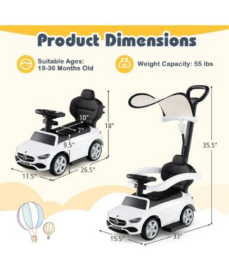 3 in 1 Ride on Push Car Mercedes Benz Toddler Stroller Sliding Car