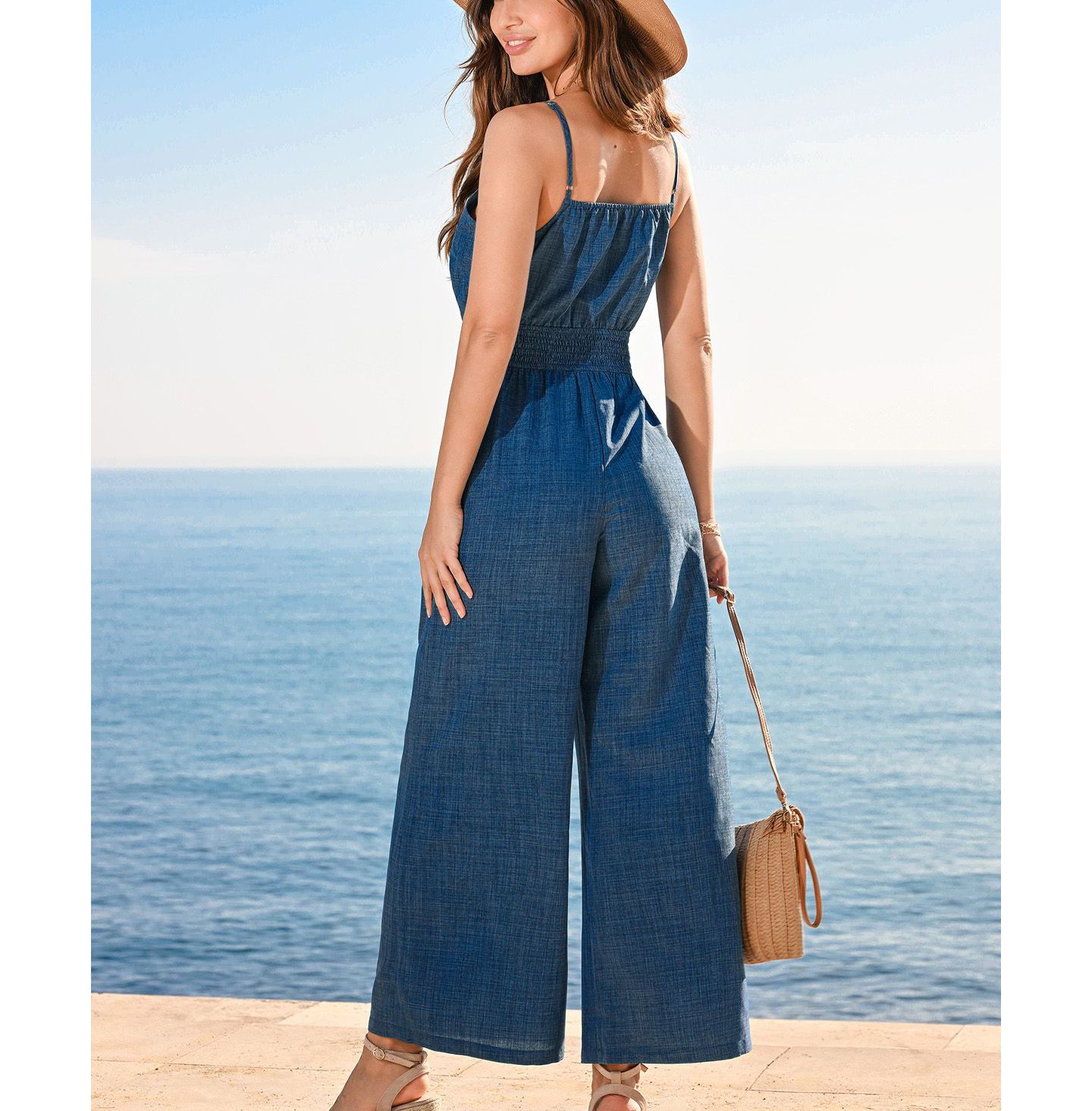 Женский комбинезон Cupshe Polished Fit Blue Jumpsuit, цвет: Средний синий — фото 2