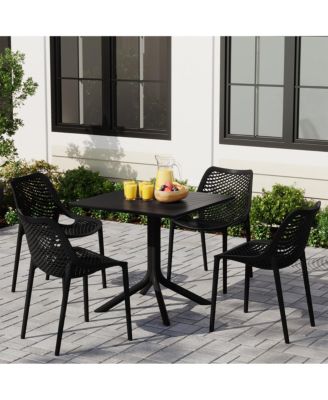 5-Piece Resin Square Patio Dining Table Set with Stackable Patio Dining Chairs
