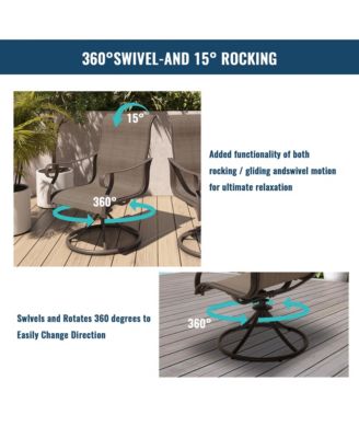 Swivel Textilene Metal Outdoor Patio Dining Chair in Light Taupe (Set of 2)