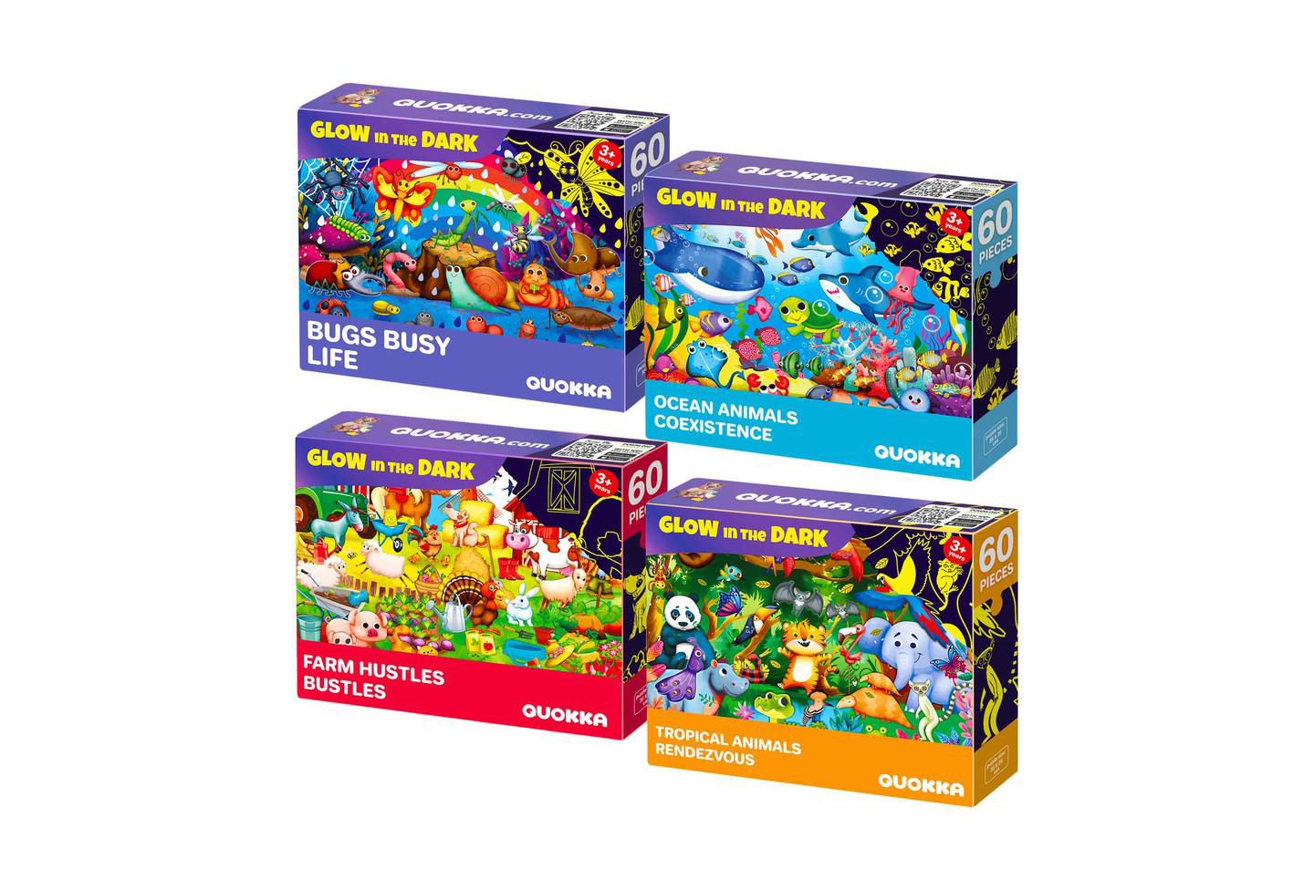 Детские игрушки Quokka 4 x 60-Piece Glow-in-the-Dark Puzzles, Ages 4+, цвет: 4x60 — фото 1