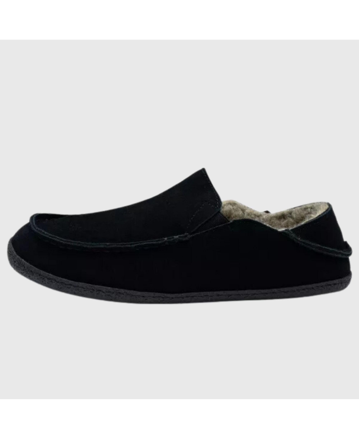 Men's Gary Genuine Suede Moccasin Slippers Sherpa Slip On Shoes - Black