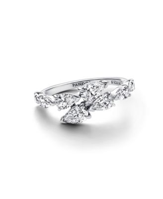 Sterling Silver Sparkling Overlapping Band Ring