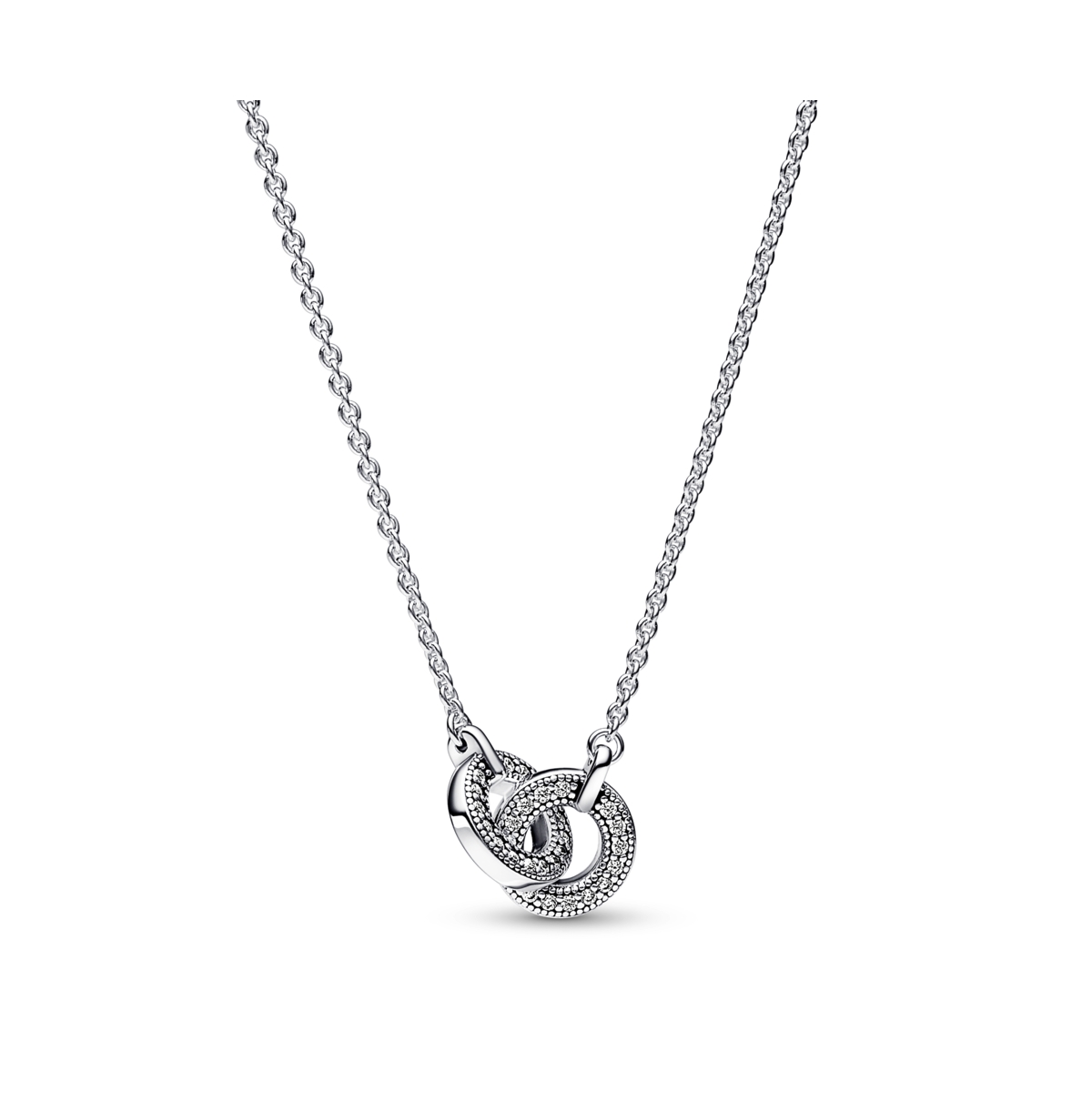 Pandora Sterling Silver Signature Intertwined Pave Pendant Necklace