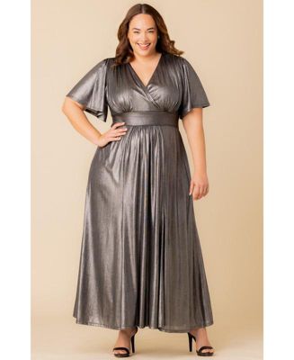 Plus Size Evania Metallic Evening Gown