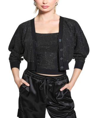 Women's Khloe Rhinestone V-Neck Cardigan Sweater