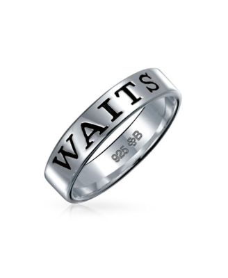 Sentimental Words Saying Stay Strong Love Purity Eternity Band Ring Oxidized .925 Sterling