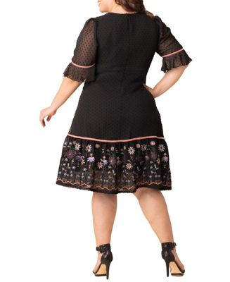 Plus Size Mesmerizing Embroidered Cocktail Midi Dress