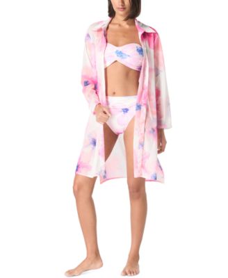 Carmen Marc Valvo - Women's Printed Button-Front Cover-Up Shirt