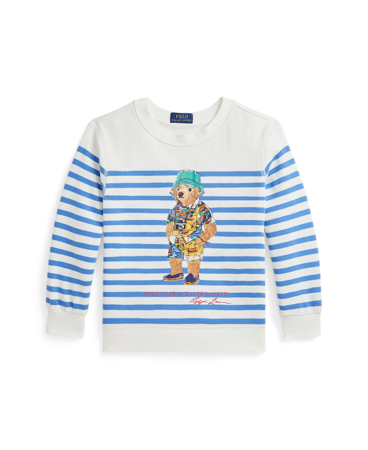 Polo Ralph Lauren Polo Bear Striped Fleece Sweatshirt In Nevis,scottsdale Blue Bear