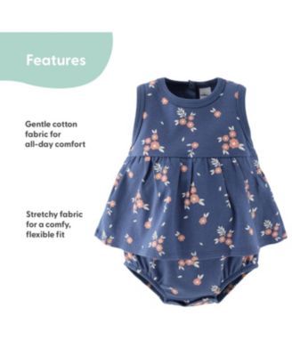 Baby Girls Rompers - 2 Pack, Navy Floral