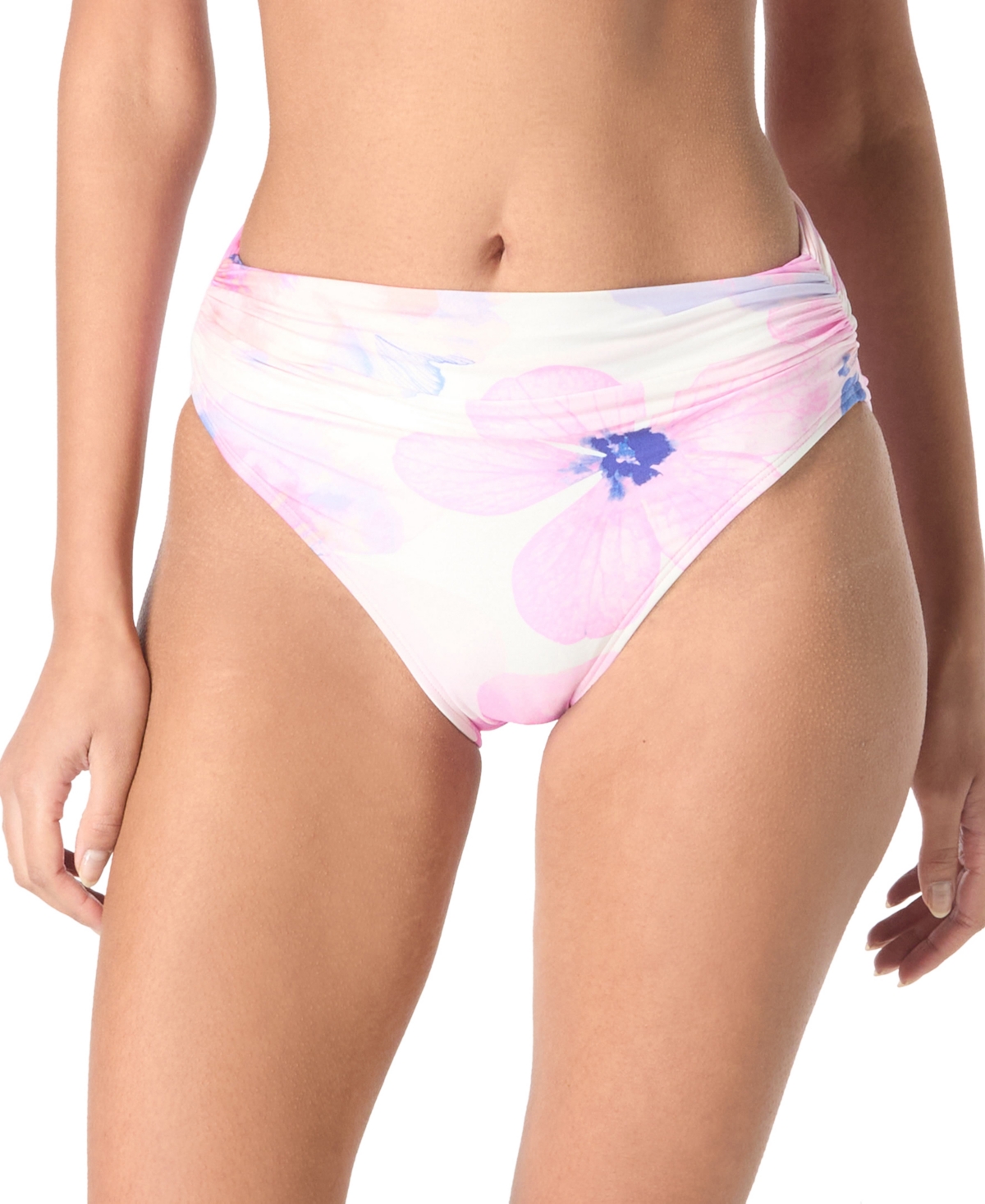 Shop Carmen Marc Valvo Women's Printed Shirred-side Bikini Bottoms In White Multi