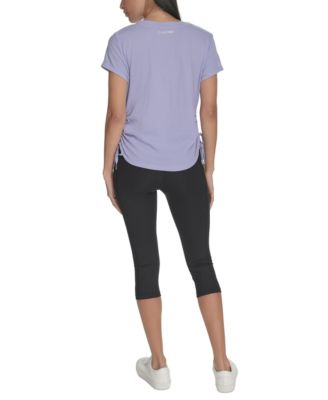 Women's Drawstring-Ruched Textured Top