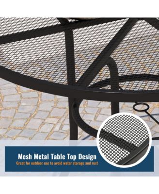 Black 5-Piece Metal Outdoor Patio Dining Set with Round Table with 1.9 in. Umbrella Hole and Dining Chair