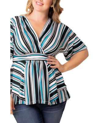 Plus Size Boulevard Short Sleeve Stripe Top