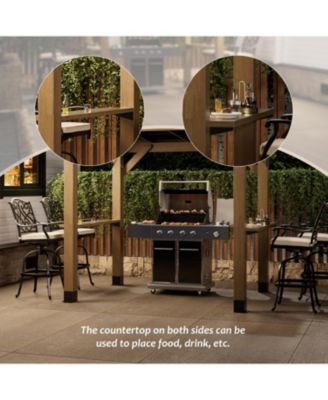 8 Ft. W x 6 Ft. D Solid Cedar Wood Grill Gazebo with Two Side Wooden Holder