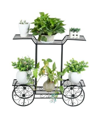 6-Tier Garden Cart Flower Rack Display Decor Pot Plant Holder