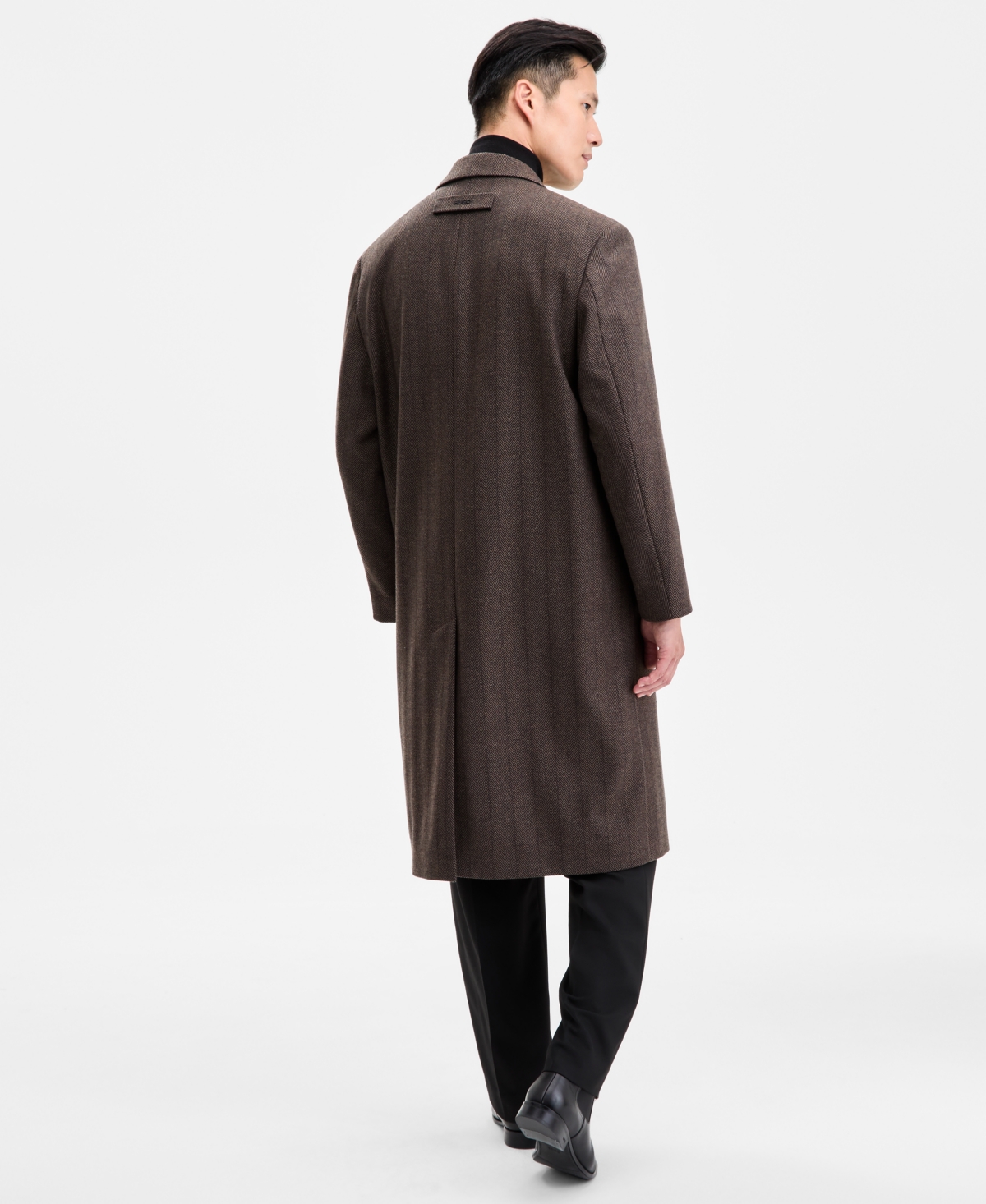 Hugo Boss Hugo By  Men's Modern-fit Herringbone Overcoat In Brown