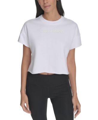 Calvin Klein - Women's French Terry 2-Tone Logo Crop T-Shirt