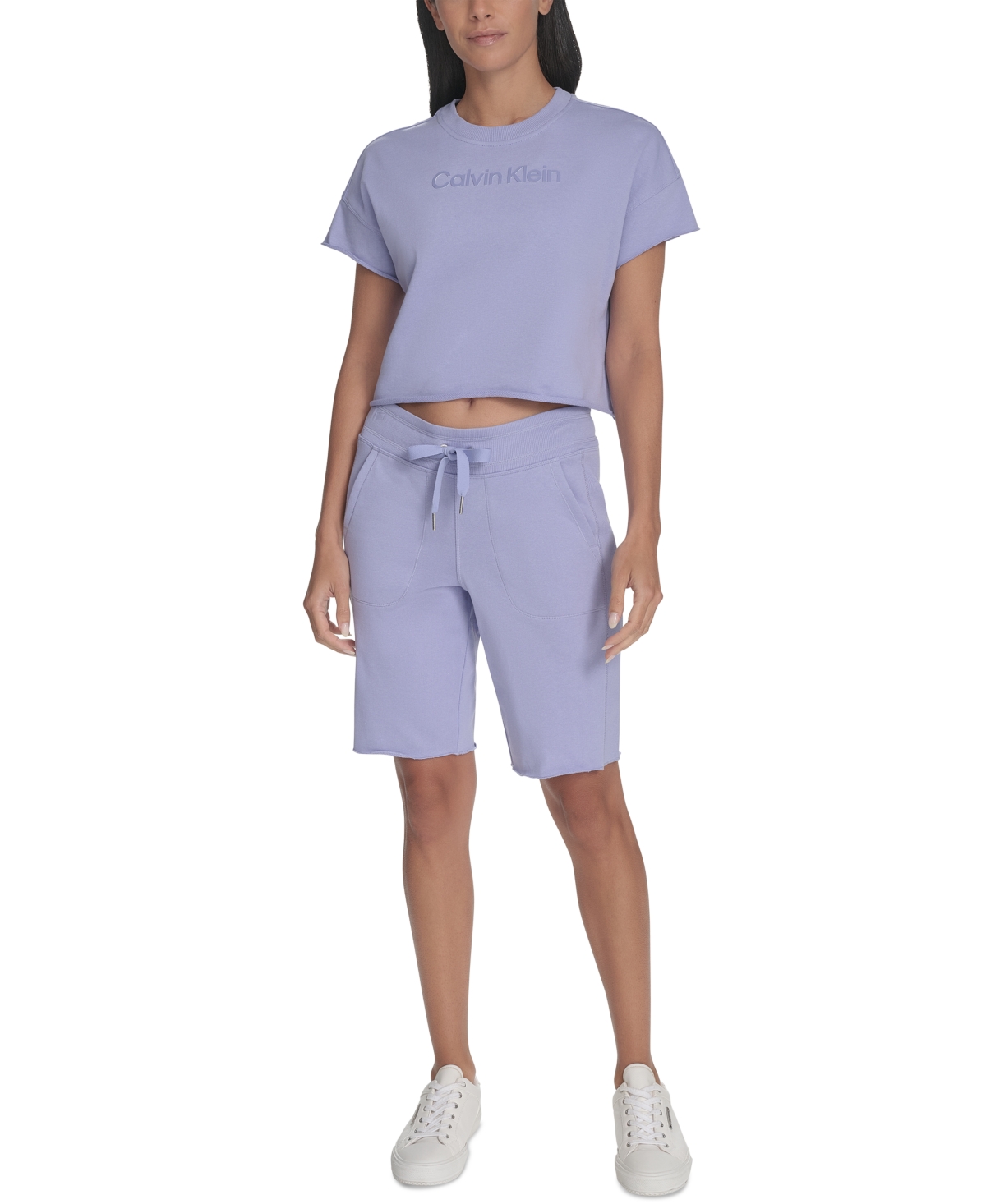 Shop Calvin Klein Performance Women's French Terry 2-tone Logo Crop T-shirt