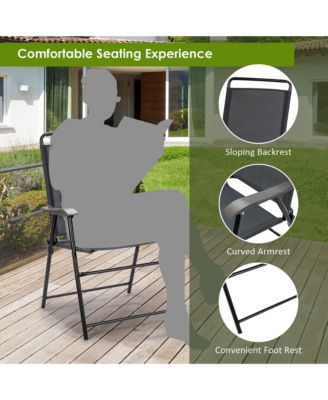 4PCS Outdoor Patio Folding Chair W/Armrest Portable Camping Lawn Garden