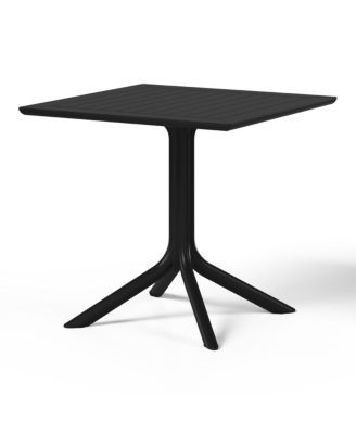 5-Piece Outdoor Resin Square Patio Dining Table Set with Stackable Patio Dining Chairs