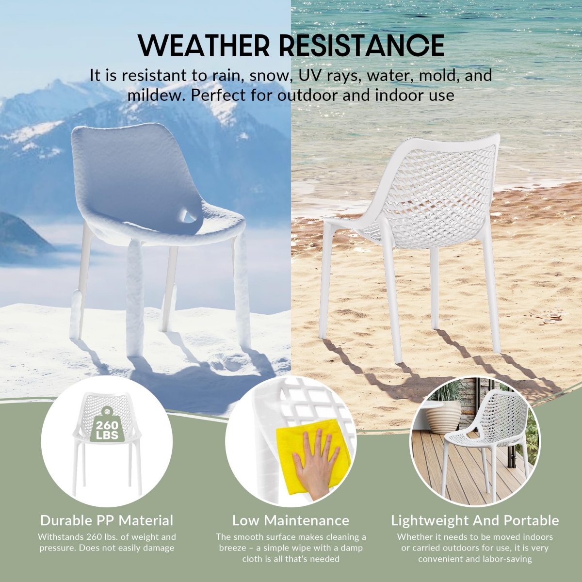 5-Piece Modern Square Patio Dining Table Set with Stackable Patio Dining Chairs