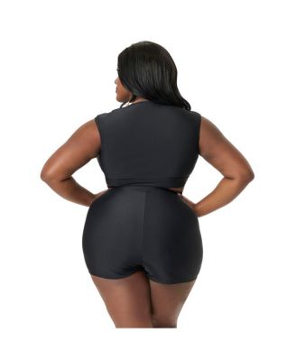 Plus Size High Waist Swim Shorts