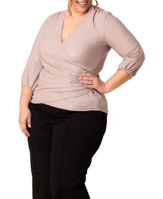 Plus Size Celeste Sparkle Faux Wrap Top