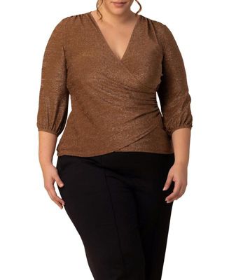 Plus Size Celeste Sparkle Faux Wrap Top
