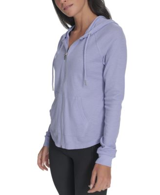 Ruched-Sleeve Zip Hoodie
