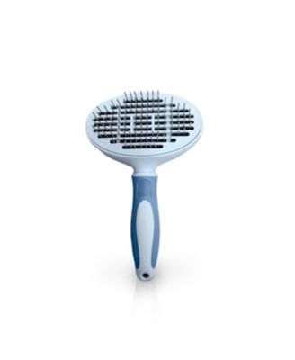 Beige Self-Cleaning Pin Slicker Brush, Retractable Head, Eco-Friendly Grooming Tool for Dogs and Cats