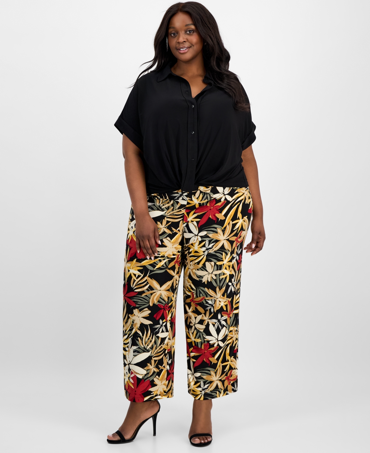 Shop Anne Klein Plus Size Twist-hem Cuffed-sleeve Shirt
