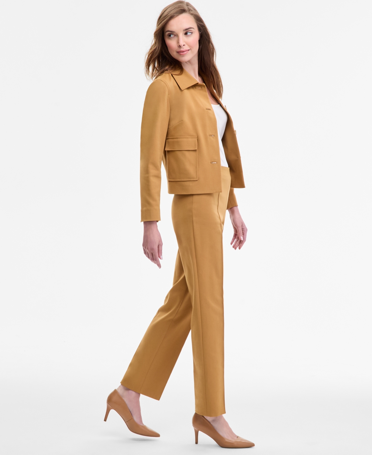 Anne Klein High-rise Darted Pant In Brown