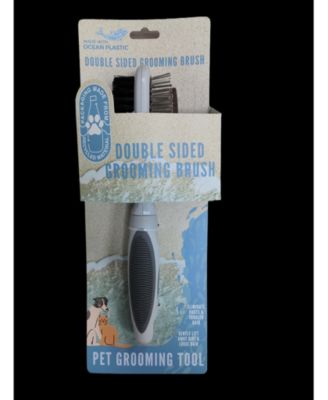 Beige Double-Sided Oval Grooming Brush, Eco-Friendly Pet Brush for Dogs and Cats